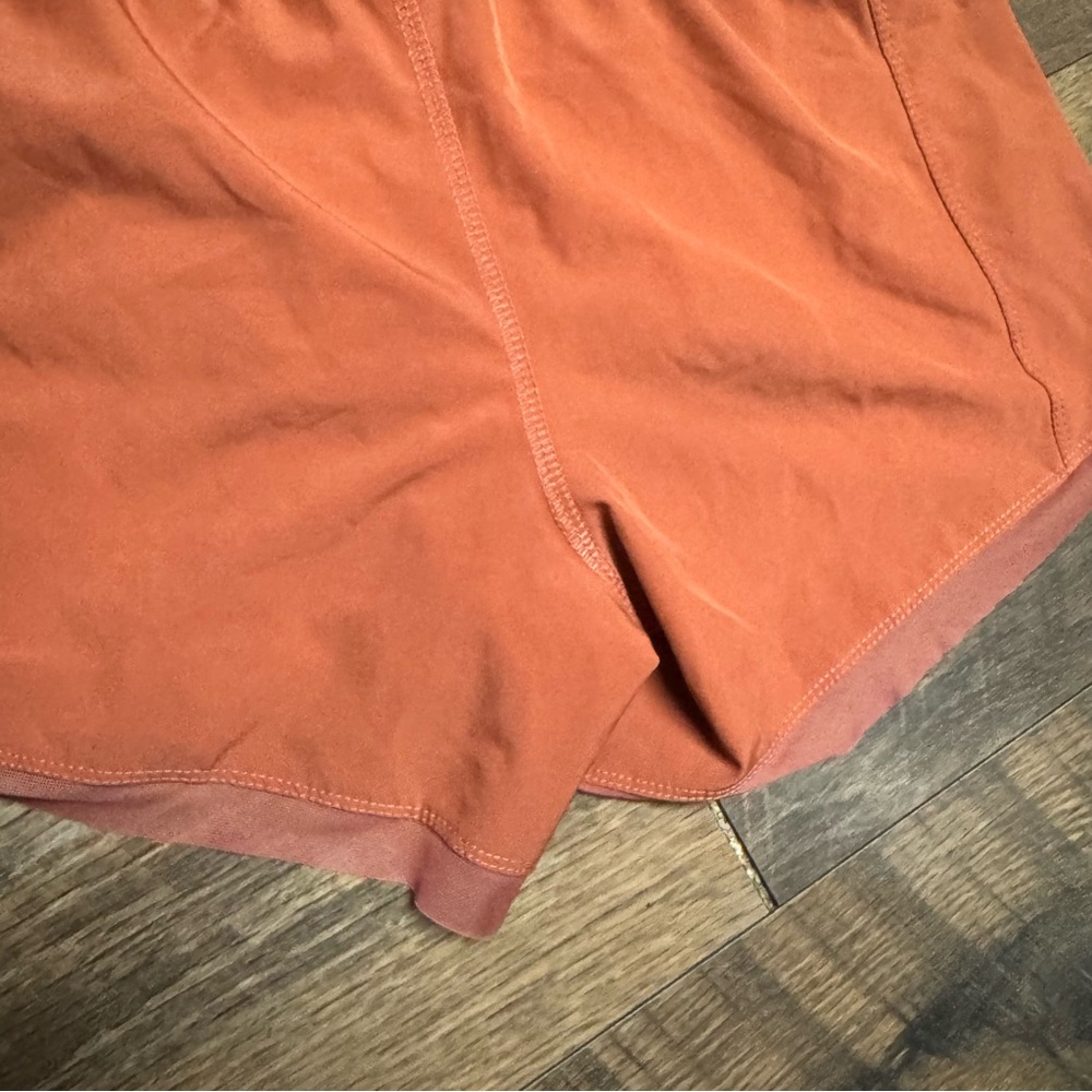 Women’s Athletic Rust Orange Running Shorts with Elastic Waist - Picture 5 of 6